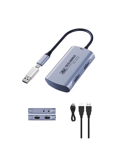 4k 60fps Video Yakalama Kartı, Usb 3.0 Hdmı Capture Card, 4k60 Geçiş Desteği, 1440p 144hz / 1080p 240hz, Ses Girişi Ve Mikrofon Çıkışı, Ps5, Xbox, Switch, Pc, Mac Uyumlu