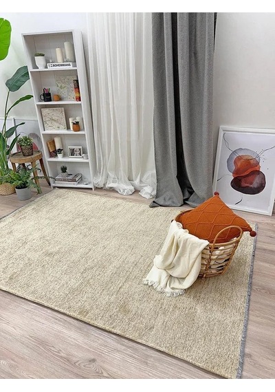 Bej Modern Düz Yıkanabilir Antibakteriyel Halı - Yo11500c