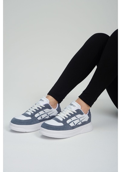 Etayger 3128 İndigo Mavi Gerçek Deri Ultra Hafif Kaymaz Rahat Günlük Sneaker Ayakkabı