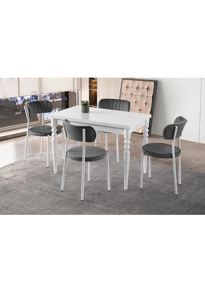 Cunda Beta Mutfak Masası Sandalye Takımı 70x110 Beyaz