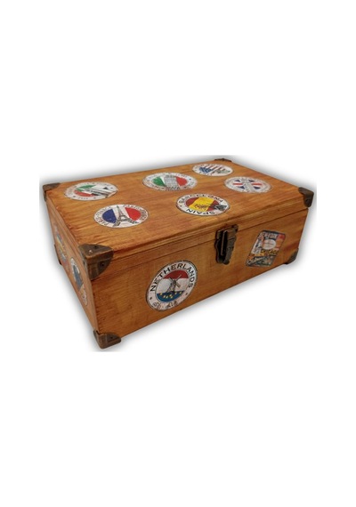 Seyahat Temalı Vintage Ahşap Dekoratif Kutu Hediyelik