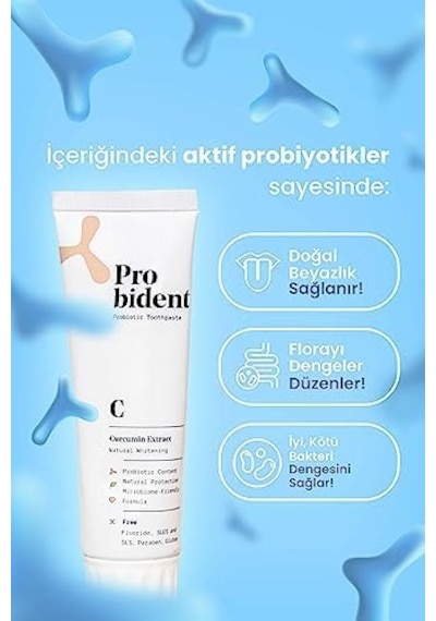 Aktif Probiyotik Doğal Florürsüz Diş Macunu Zerdeçal Özüt Ilaveli Doğal Beyazlık 75 Ml