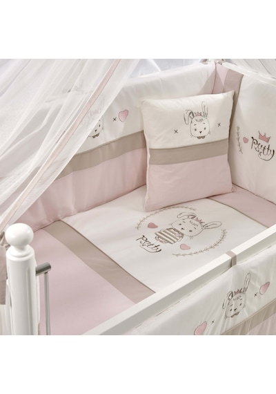 Meltem Kids Mondo Sallanır Ahşap Anne Yanı Beşik 60x120 CM ( Beyaz- Pretty) Pembe