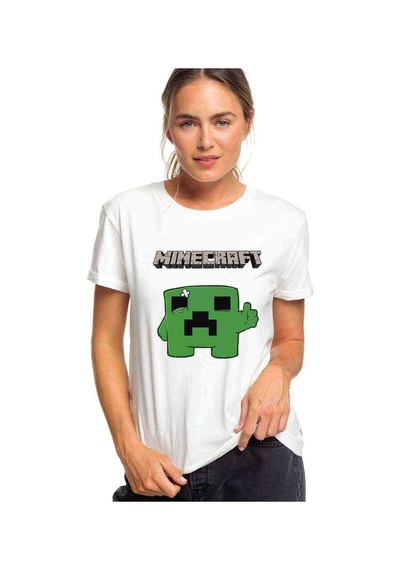 Mine Craft Baskılı Beyaz Kadın Tshirt (534306047)