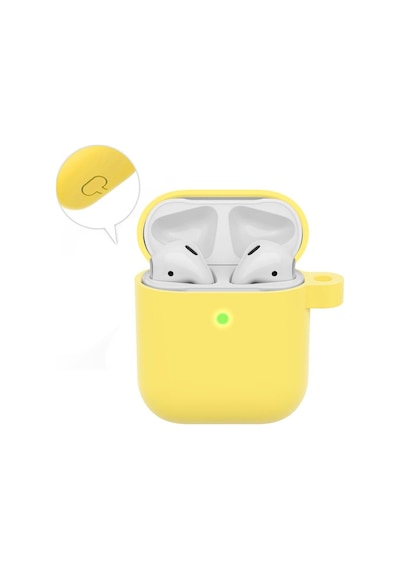 Wozlo Apple Uyumlu AirPods 1. Ve 2. Nesil Koruyucu Silikon Kılıf - Silikon Koruma Kılıfı - Sarı