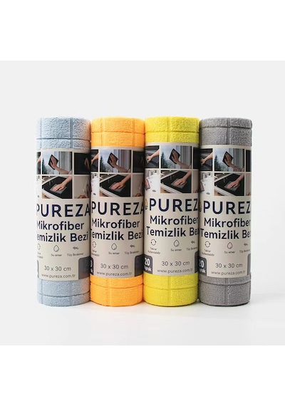 Pureza Sarı Rulo Mikrofiber Temizlik Bezi 30x30 Cm 20'li- Mutfak, Banyo, Cam Ve Araba Için Sarı