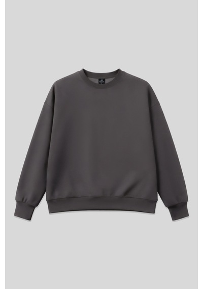 Koyu Gri Basic O Yaka Oversize Kadın Sweatshirt - 97053 Koyu Gri