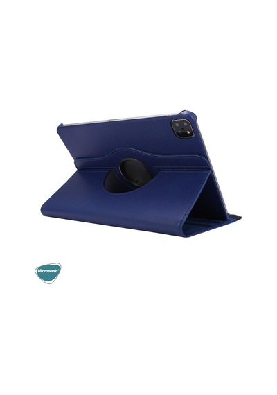 Apple İpad Pro 12.9'' 2020 4.nesil İçin Kılıf, A2229-a2069-a2232 360 Rotating Stand Deri Lacivert İpad Pro 12.9 2020 İle Uyumlu Kılıf - Lacivert