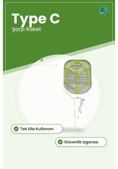 Elektronik Sinek Öldürücü Raket Type C Şarjlı Haşere Kovucu Ev Of