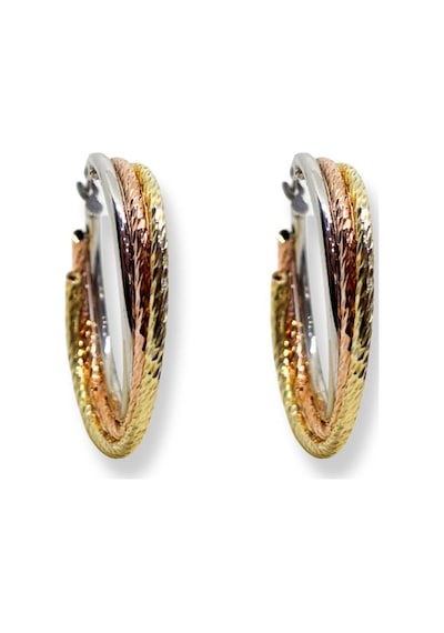 Oya Silver 18k Rose-gold Kaplama Kalemli Gümüş Halka Küpe 3x3cm