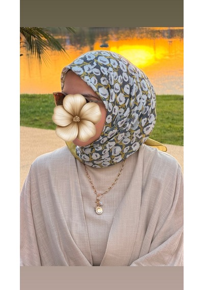 Qalortex Scarf Pamuklu Pera Desen Eşarp - Antrasit