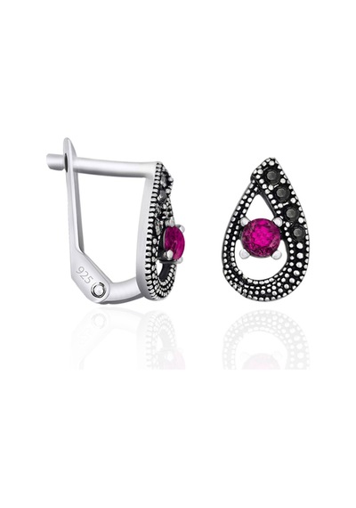 Gümüş Küpe Kök Yakut Taşlı Klipsli Model Markazit Küpe St091