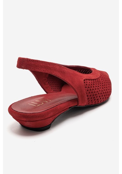 Luvishoes Lıeve Kırmızı Süet Hakiki Deri Kadın Alçak Topuklu Ayakkabı