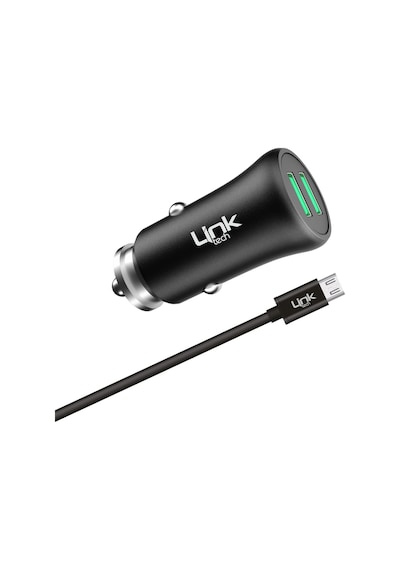 LinkTech M581 12W 2.4A Metal Araç Şarj Aleti ve Micro USB Kablo Set Siyah