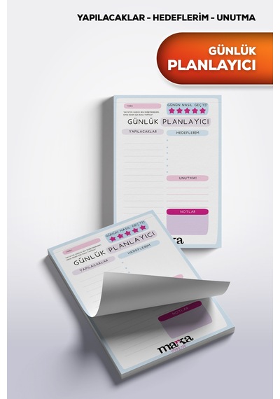 Günlük Planlayıcı Yapılacaklar, Hedeflerim, Unutma, Notlar 1 Adet Fiyatıdır Renkli