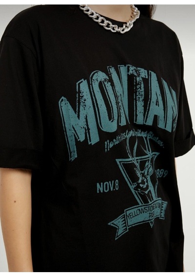 Blackjack Giyim Blackjackgiyim Siyah Montana Oversize Tshirt Siyah