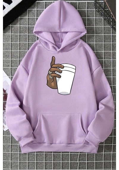 Uyguntarz Tupac Coffee Baskılı Sweatshirt Lila