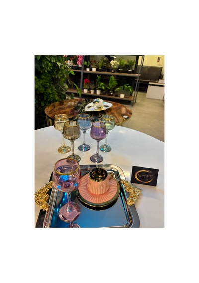 Lav Lal Renkli Yaldızlı 6'lı Kahve Yanı Bardağı Takımı, Su-içecek-soda Bardağı, Sunumluk Şık, Modern Gold-yaldız-çok Renkli Lav Lal Renkli Yaldızlı 6'lı Kahve Yanı Bardağı Takımı, Su-içecek-soda Bardağı, Sunumluk Şık, Modern Gold-yaldız-çok Renkli