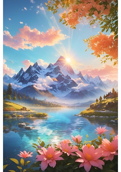 Renkli Baskılı Sayılarla Boyama Hobi Seti Çerçeveli 50x65 Cm: Gün Doğumu