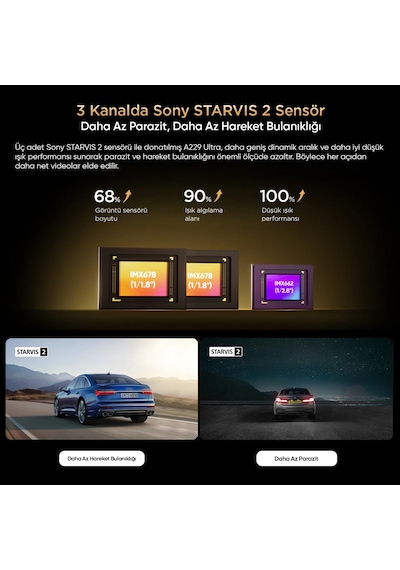 Viofo A229 Ultra 3 Kameralı Ön+arka+iç 4k+4k+1080p Hdr Sony Starvıs 2 Sensörlü Wi-fi 6 Gps'li Araç Kamerası