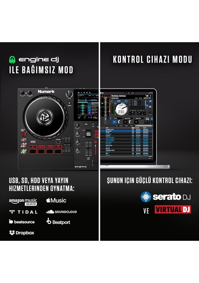 Numark Mixstream Pro+ Bağımsız Dj Controller, Amazon Music Unlimited Yayını, Mikser, Dokunmatik Ekran, Wifi, Hoparl