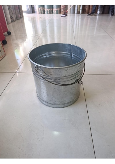 Galvaniz Kova Ağız Çapı 30 Cm Su Kovası Süt Kovası Kum Kovası Yuvarlak Kova Bej