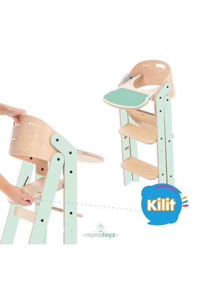 Mamatoyz Mychair All İn One Mint Versiyonu Doğal Ahşap Mama Sandalyesi
