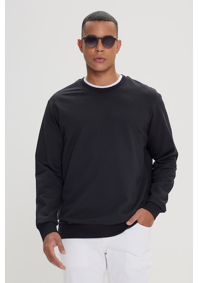 AC&Co / Altınyıldız Classics Standart Fit Normal Kesim Pamuk Bisiklet Yaka Erkek Sweatshirt Siyah AC&Co / Altınyıldız Classics Standart Fit Normal Kesim Pamuk Bisiklet Yaka Erkek Sweatshirt Siyah