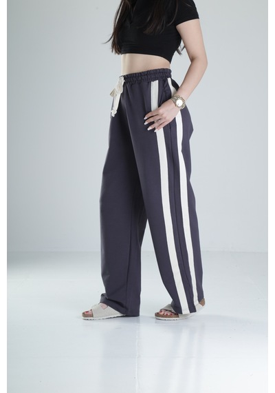 Cocopelli Yan Şerit Detaylı Füme Oversize Eşofman Coc1323