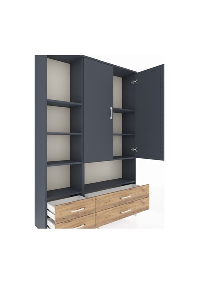 Arges Dolap 8 Raflı 4 Çekmeceli 2 Kapaklı 132x30x195 Antrasit-antrasit/çam Antrasıt/atlas Çam Arges Dolap 8 Raflı 4 Çekmeceli 2 Kapaklı 132x30x195 Antrasit-antrasit/çam Antrasıt/atlas Çam