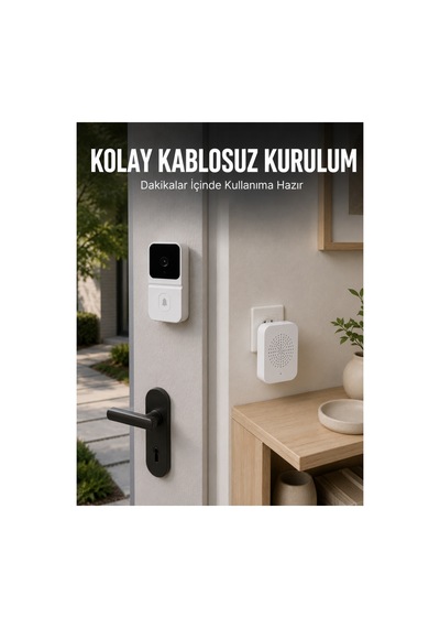 Astraltech Hd Kameralı Beyaz Görüntülü Kapı Zili Çift Yönlü Sesli Wi-fi Akıllı Kapı Zili Tek Renk