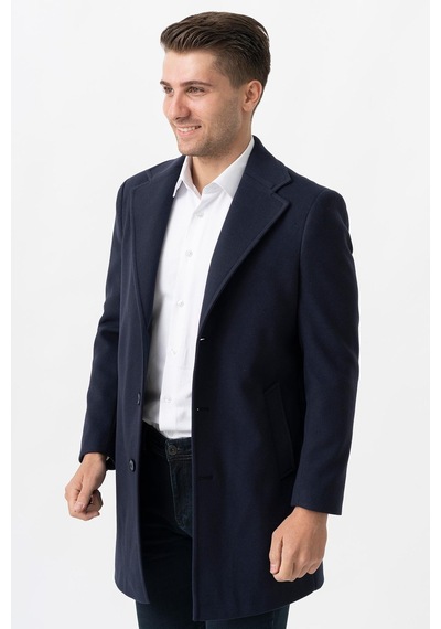 White Stone Ancona 4025-2 Düz Ceket Yaka Slim Fit Pamuklu Kaban Laci-Laci Lacivert
