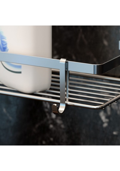 Teknotel Üç Katlı Lamalı Banyo Rafı Kancalı Krom Es065H Çok Renkli