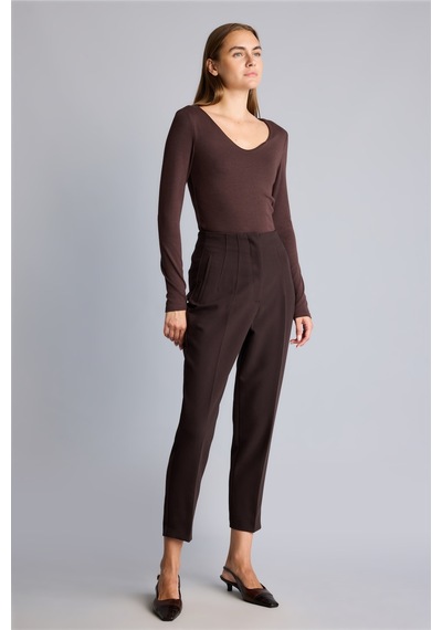 Defacto Carrot Fit Yüksek Bel Crop Pantolon C2466ax26aubn337 Kahve-bn337