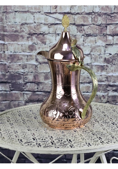 Mırra Büyük Boy Bakır Arap Çaydanlık Sütlük 1.300 Ml Bakır