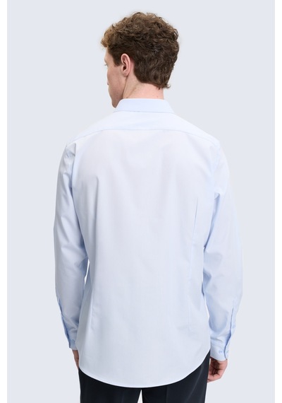 Hatemoğlu Mavi Slim Fit Slim Yaka Pamuklu Uzun Kollu Gömlek