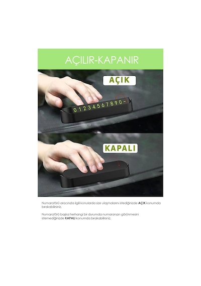Araç İçi Park Telefon Numarası Fosforlu Oto Numaratör Plaka Kartı Gece Görünür