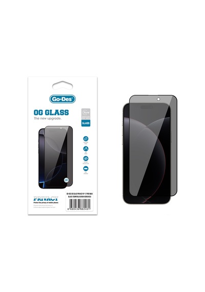 Apple Uyumlu   iPhone 17 Pro Max Go Des Og Glass Privacy Antistatik Temperli Cam Ekran Koruyucu Siyah