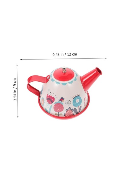 Toysan Metal Desenli Tepsili Çay Seti 966-d16, Minik Kız Çocukları İçin Evcilik Seti