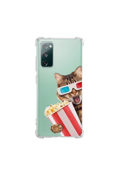 Samsung Galaxy S20 Fe Uyumlu Kedi 1 Baskılı Şeffaf Köşe Korumalı Antişok Kılıf