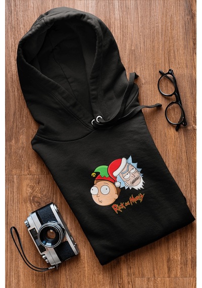 Rick And Morty Yeni Yıl Kapşonlu Sweatshirt 001