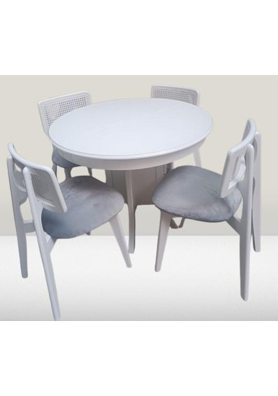 Masa Kutu Sandalye Zia Takım Model 90405 Kayın Parlak Beyaz Lake El Yapımı