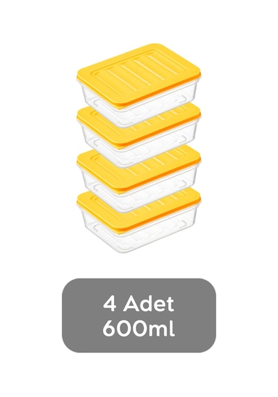 Meleni Home Buzdolabı Mikrodalga Saklama Kabı Sarı 4'Lü 4 x 600 ML Sarı
