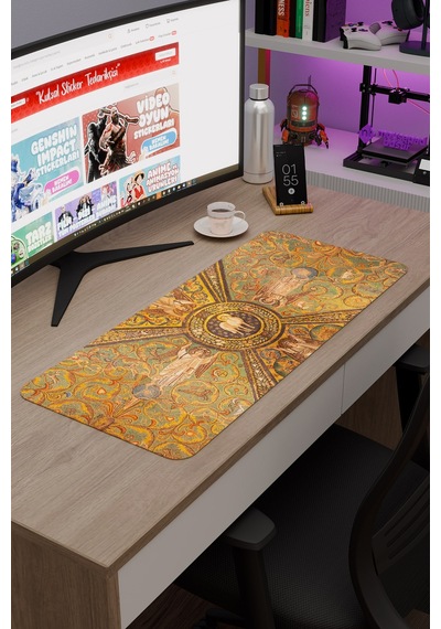Ortaçağ Sanat Kaymaz Dikişli Kauçuk Oyuncu Mousepad V4 - 70x30 Xl Gaming Mouse Pad Fare Altlığı