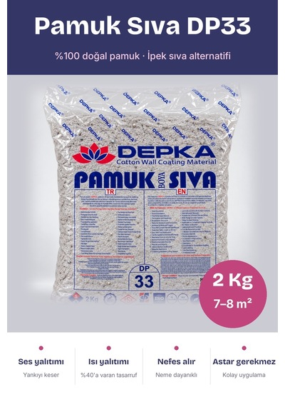 Depka Pamuk Sıva Dp33 2 Kg 7-8 M² İpek Sıva Alternatifi Isı Ve Ses Yalıtımlı Dekoratif Sıva