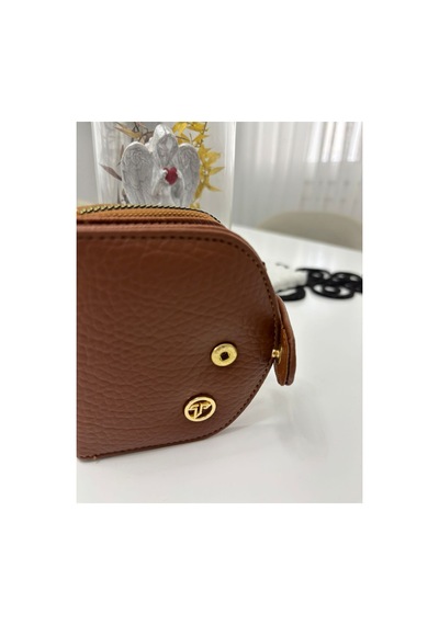 Store Çok Bölmeli Kadın Şık El Çantası Cüzdan Kahverengi