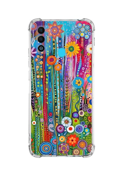 Printify Tecno Spark 7 İle Uyumlu Düşlerin Dansı Serisi Folklorik Bahçe Tasarımlı Uv Baskılı Köşe Korumalı Antişok Kılıf Şeffaf