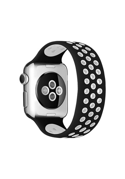Watch 38mm Ayarlı Delikli Silikon Kordon - Siyah-beyaz Diğer