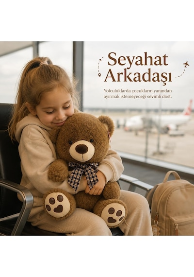 40 Cm Kurdeleli Pelüş Ayı, 3 Asorti Renk, Yumuşak Oyuncak Ve Hediyelik Sevimli Ayıcık Pjh16564-40cm Açık Kahve Genel