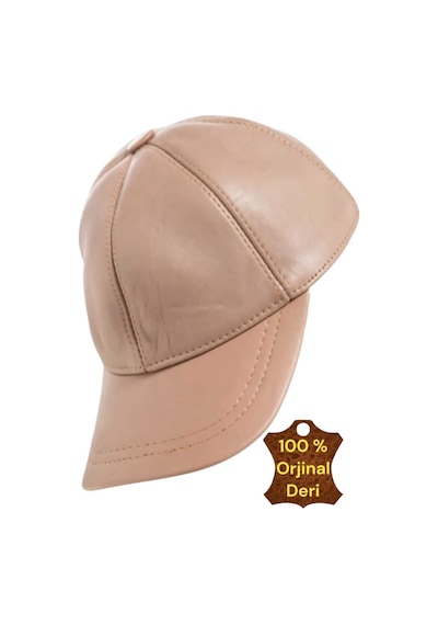 Unisex %100 Deri Arkadan Ayarlanabilir Baseball Kep Şapka Bej